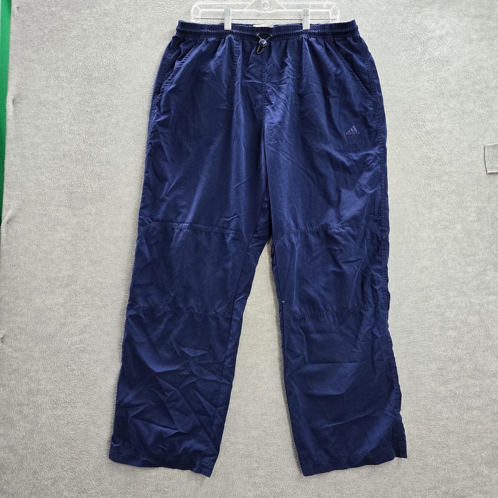 VINTAGE Adidas Men Activewear Pants‎ L Navy Logo Embroidery Track Y2K